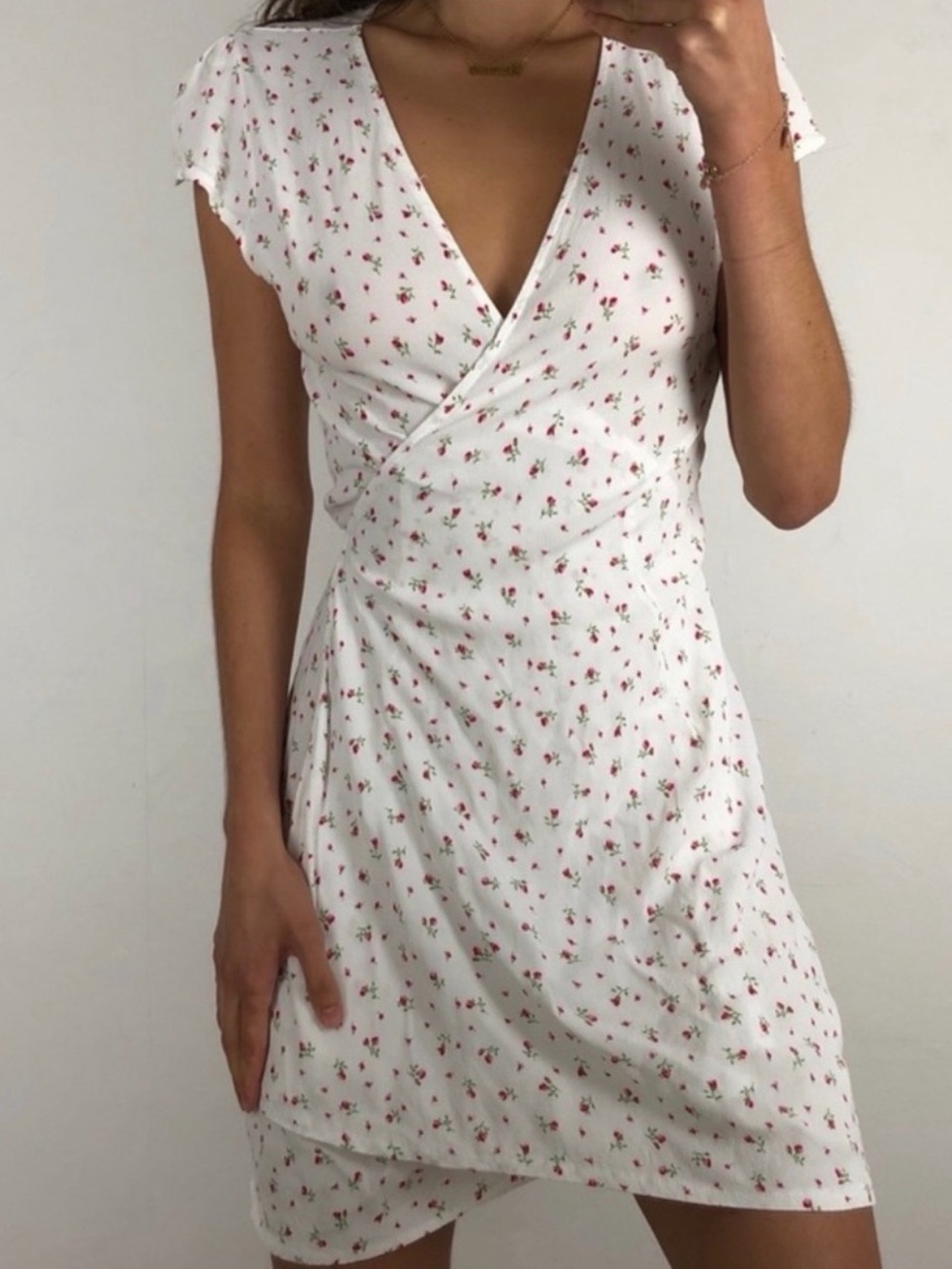 Brandy Melville Robbie Pink Floral Wrap Dress OS